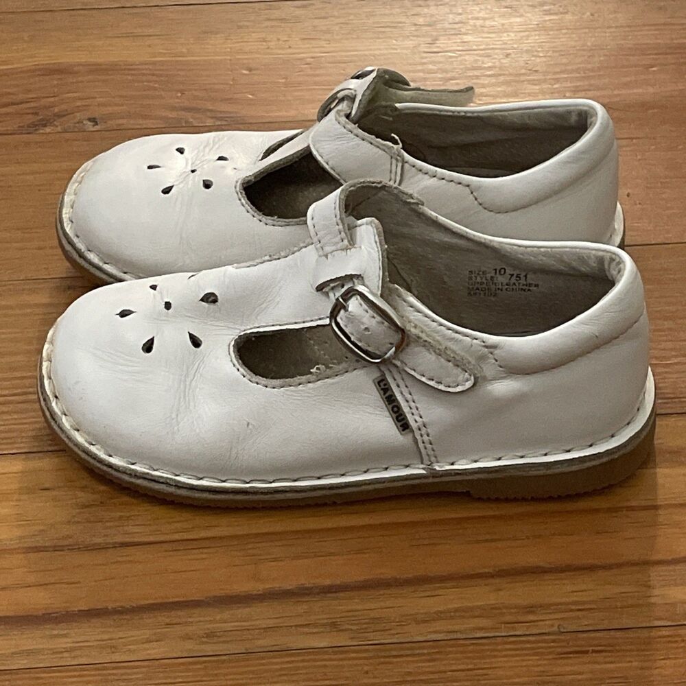 L'Amour White Joy Classic Leather T-Strap Mary Jane Kids Size 10 751 - Picture 5 of 14